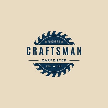 sawmill carpentry, craftsman vintage logo vector illustration design