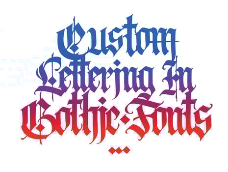 Gothic style lettering. Vector. Gothic Old Germanic font. Medieval Latin letters. Calligraphy and lettering. Design for fabrics and packaging. vector