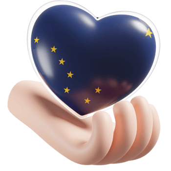 Alaska flag with heart hand care realistic 3d textured png