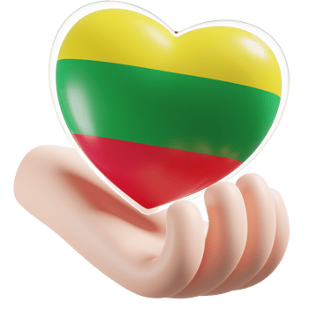 Aero flag with heart hand care realistic 3d textured png