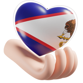 American Samoa flag with heart hand care realistic 3d textured png
