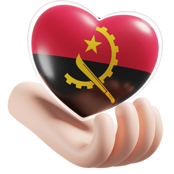 Angola flag with heart hand care realistic 3d textured png
