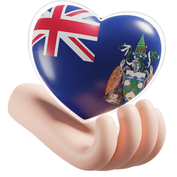 Ascension Island flag with heart hand care realistic 3d textured png