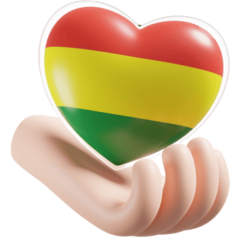 Bolivia flag with heart hand care realistic 3d textured png