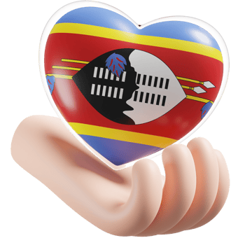 Eswatini flag with heart hand care realistic 3d textured png