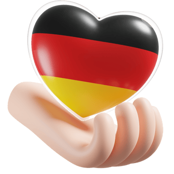 Germany flag with heart hand care realistic 3d textured png
