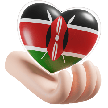 Kenya flag with heart hand care realistic 3d textured png