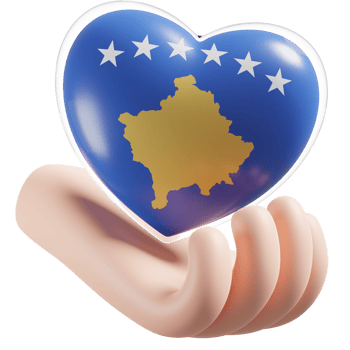 Kosovo flag with heart hand care realistic 3d textured png