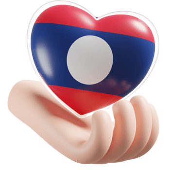 Laos flag with heart hand care realistic 3d textured png