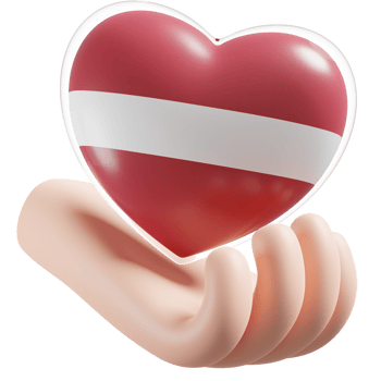 Latvia flag with heart hand care realistic 3d textured png