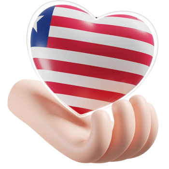 Liberia flag with heart hand care realistic 3d textured png