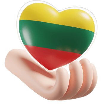 Lithuania flag with heart hand care realistic 3d textured png