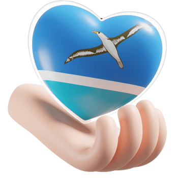 Midway Islands flag with heart hand care realistic 3d textured png
