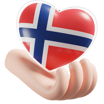 Norway flag with heart hand care realistic 3d textured png