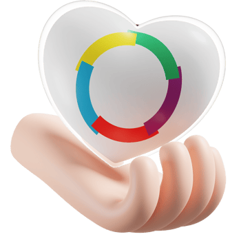 Organisation internationale de la Francophonie flag with heart hand care realistic 3d textured png