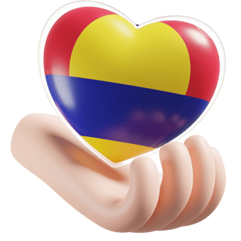 Palmyra Atoll flag with heart hand care realistic 3d textured png