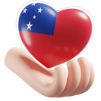 Samoa flag with heart hand care realistic 3d textured png