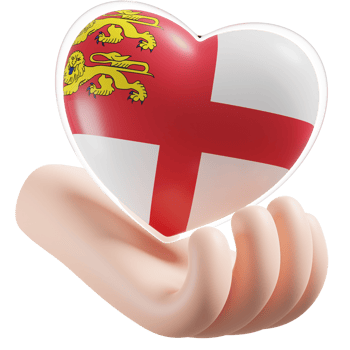 Sark flag with heart hand care realistic 3d textured png