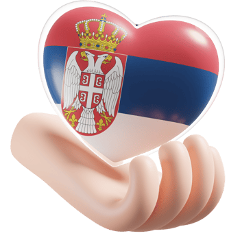 Serbia flag with heart hand care realistic 3d textured png