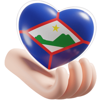 Sint Eustatius flag with heart hand care realistic 3d textured png