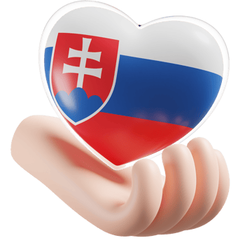Slovakia flag with heart hand care realistic 3d textured png