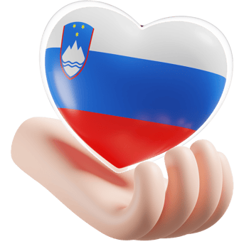 Slovenia flag with heart hand care realistic 3d textured png