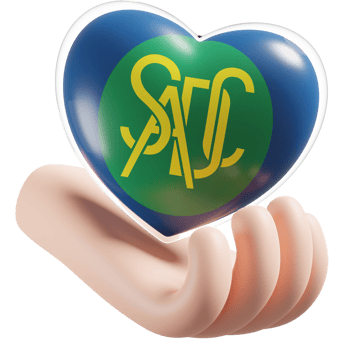 Southern African Development Community flag with heart hand care realistic 3d textured png
