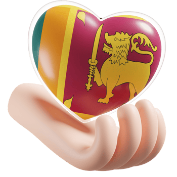Sri Lanka flag with heart hand care realistic 3d textured png