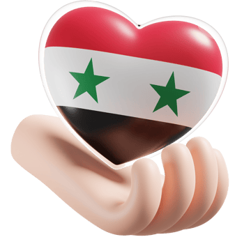 Syria flag with heart hand care realistic 3d textured png