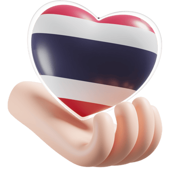 Thailand flag with heart hand care realistic 3d textured png