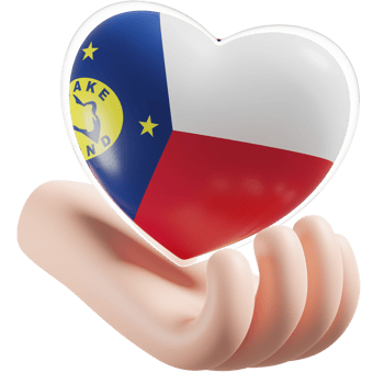 Wake Island flag with heart hand care realistic 3d textured png