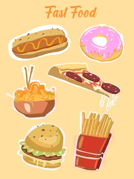 Fast food stickers vector