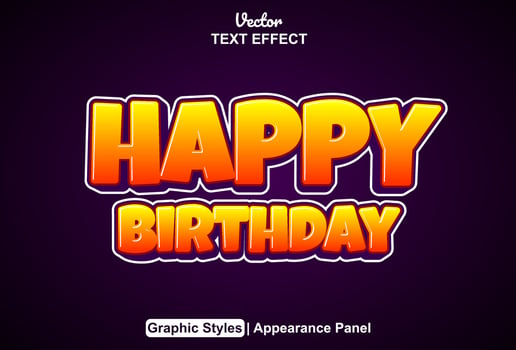 happy birthday text effect with graphic style and editable. vector