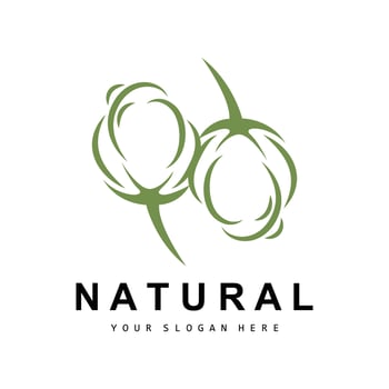 Cotton Logo, Natural Biological Organic Plant Design, Beauty Textile and Clothing Vector, Soft Cotton Flowers vector