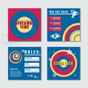 Editable Social Media Post Template. Giveaway Promo Web Banner. Colorful Flyer Design. Anyone can use This Design Easily. Red Maroon, Blue, Beige Color Theme vector