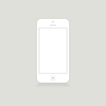 White phone on a grey background. A vector illustration