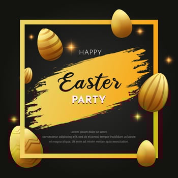 Beautiful Easter day design with Luxury golden eggs vector. Golden Easter Egg design template vector. vector