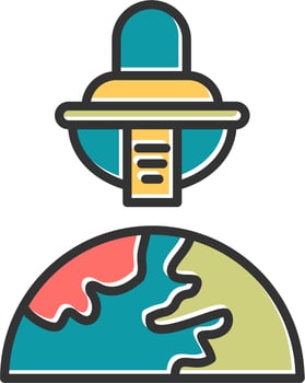 Space Ship On Earth Vector Icon