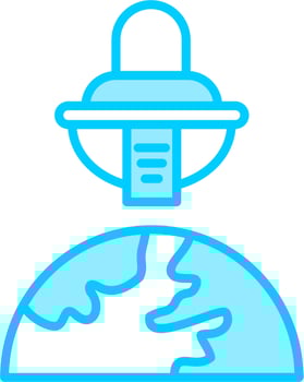Space Ship On Earth Vector Icon