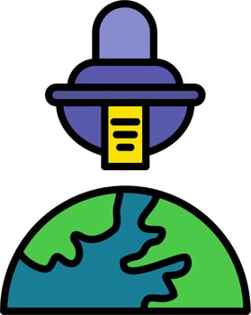 Space Ship On Earth Vector Icon