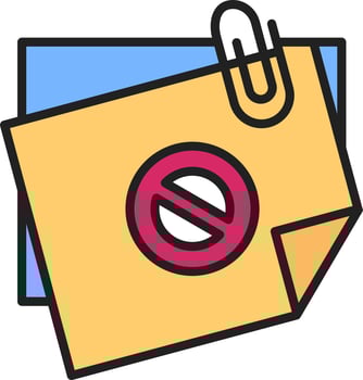 Sticky Notes Ban Vector Icon