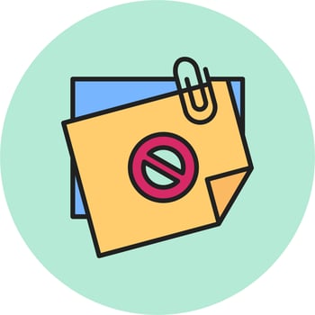 Sticky Notes Ban Vector Icon