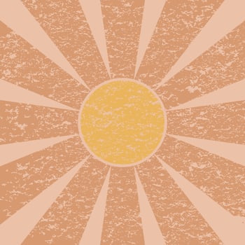 Groovy retro sunshine poster Groovy sun pastel background, wall art Vintage retro 70s print. Groovy striped background rays on center. Sunburst sunburst vintage background. Pastel vector illustration.