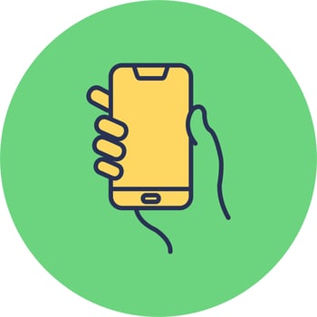 Hands holding mobile phone Vector Icon