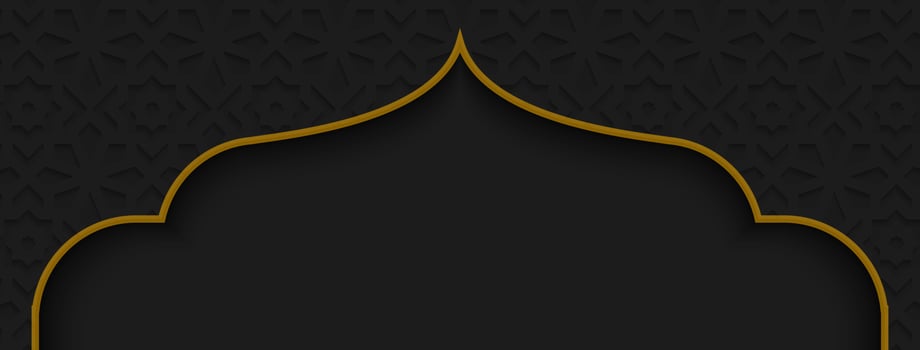 Arabic luxury ornament background with golden decorative ornament border frame. Islamic template design. Vector illustration