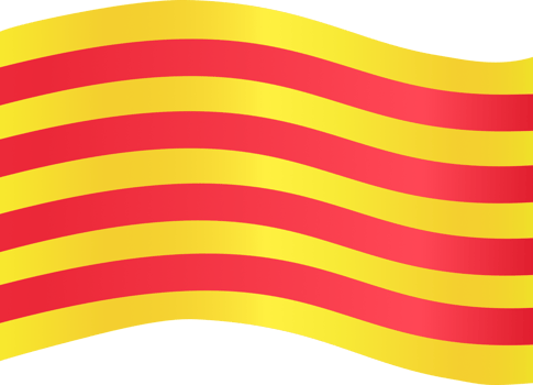 Catalonia flag wave isolated on png or transparent background