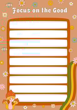 To do list template. Retro groovy daily planner, vintage weekly planner, note paper decorated retro 70s groovy elements Vintage scheduler or organizer. Vector illustration. Printable daily planner.