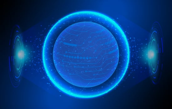 Modern World Map Holograph on Technology Background vector