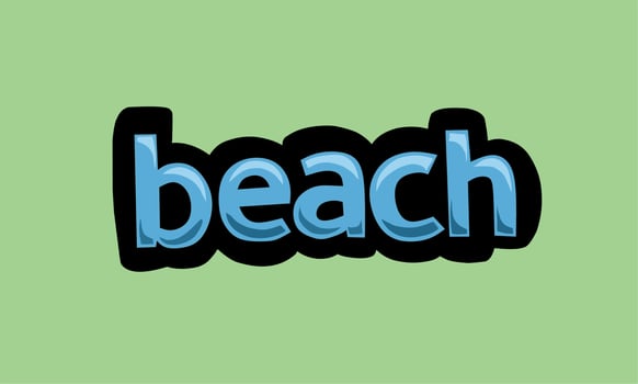 beach writing vector design on a green background