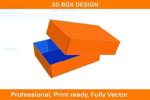 Cardboard carton , Corrugated folding box, 3D render and dieline template vector